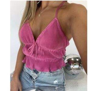 “Already mine” pink ruffle tank NWT never worn.